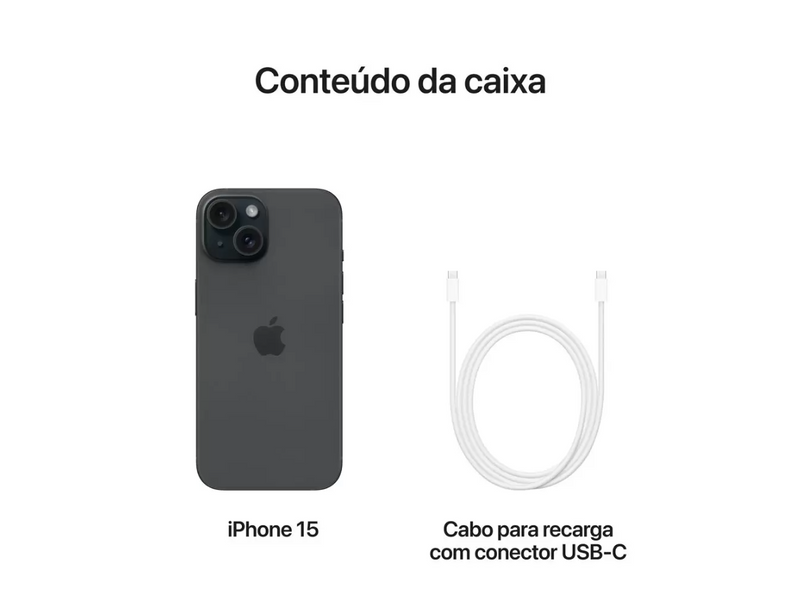 Apple iPhone 15 Preto 6,1" 48MP iOS 5G - Minha loja