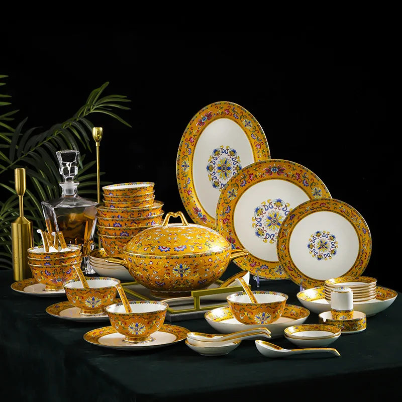 Conjunto de Jantar Palácio Inglês Dourado em Porcelana de Osso - Minha loja